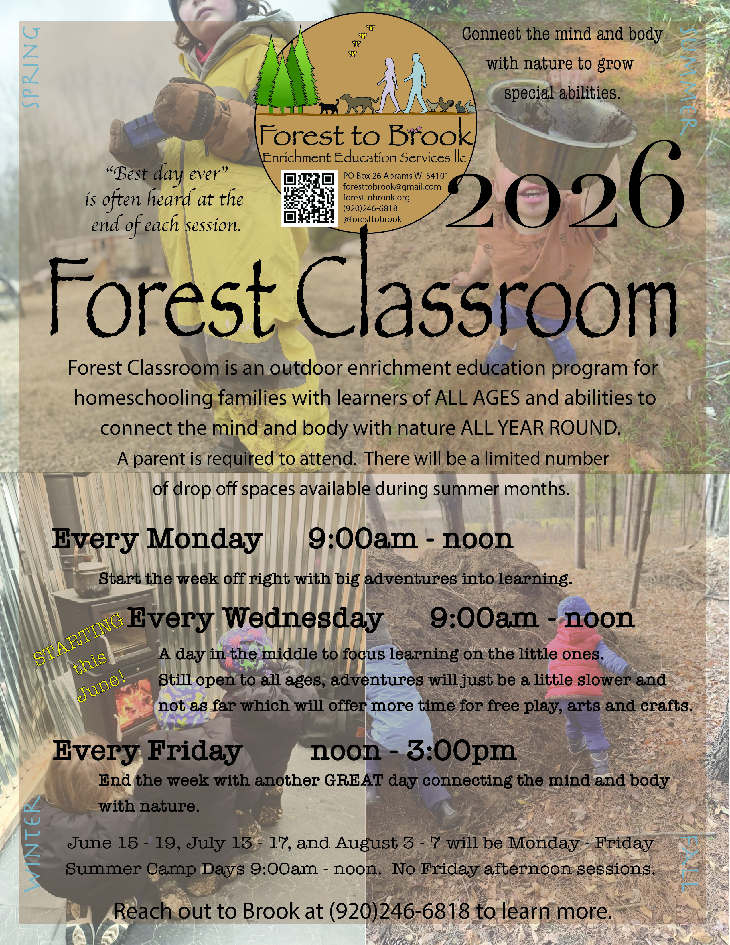 This image shows an advertisement for Forest Classroom a homeschool program for families with learners of all ages and abilities.